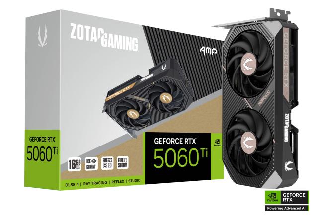 Видео карта ZOTAC GAMING RTX 5060 TI 16GB AMP GDDR7, 128-bit, HDMI, 3x  DisplayPort 
