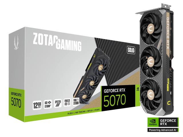 Видео карта ZOTAC GAMING RTX 5070 Solid 12GB GDDR7, 192-bit, HDMI, 3x DisplayPort 