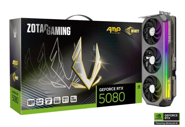 Видео карта ZOTAC GAMING RTX 5080 AMP Extreme Infinity 16GB GDDR7, 256-bit, HDMI, 3x DisplayPort 