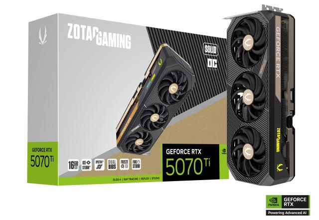 Видео карта ZOTAC GAMING RTX 5070 TI Solid Core OC 16GB GDDR7, 256-bit, HDMI, 3x DisplayPort 
