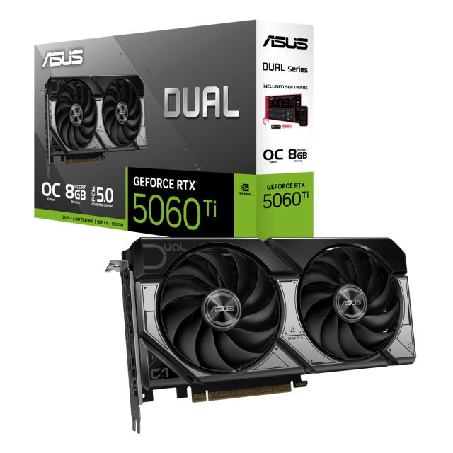Видео карта ASUS Dual GeForce RTX 5060 Ti 8GB GDDR7 OC Edition, 128-bit, HDMi, 3x DP