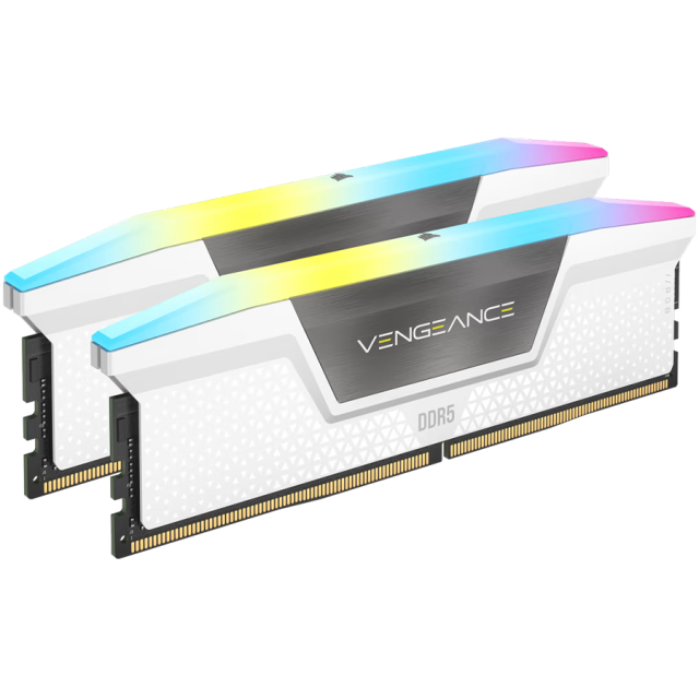 Памет Corsair Vengeance White RGB 32GB (2x16GB) DDR5 6400MHz CL36-48-48-104, 1.35V