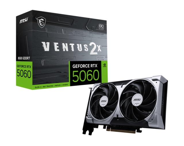 Видео карта MSI nVIDIA GeForce RTX 5060 VENTUS 2X OC 8GB GDDR7, 128-bit, HDMI, 3x DP