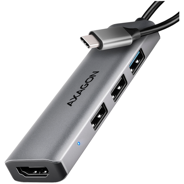 Мултипортов адаптер AXAGON HMC-H3A 3x USB-A (2x USB2.0, 1x USB3.0) + HDMI 4K 30Hz, 3.2 Gen 1