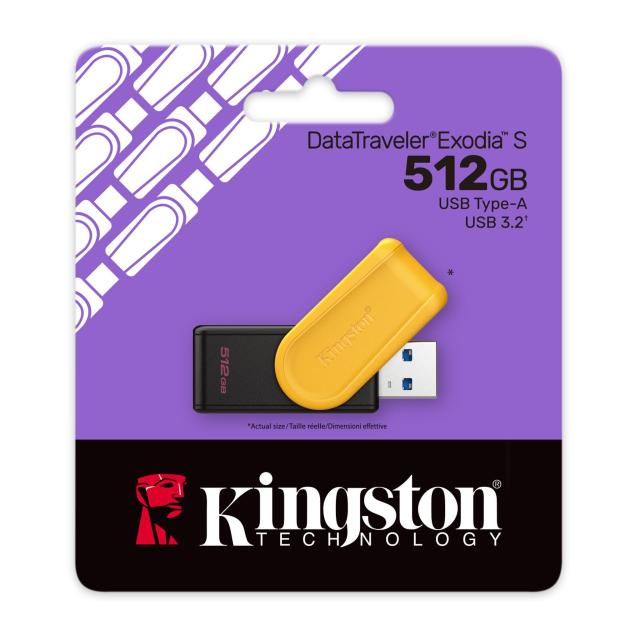 USB памет KINGSTON DataTraveler Exodia S 512GB, USB 3.2 Gen 1, Yellow