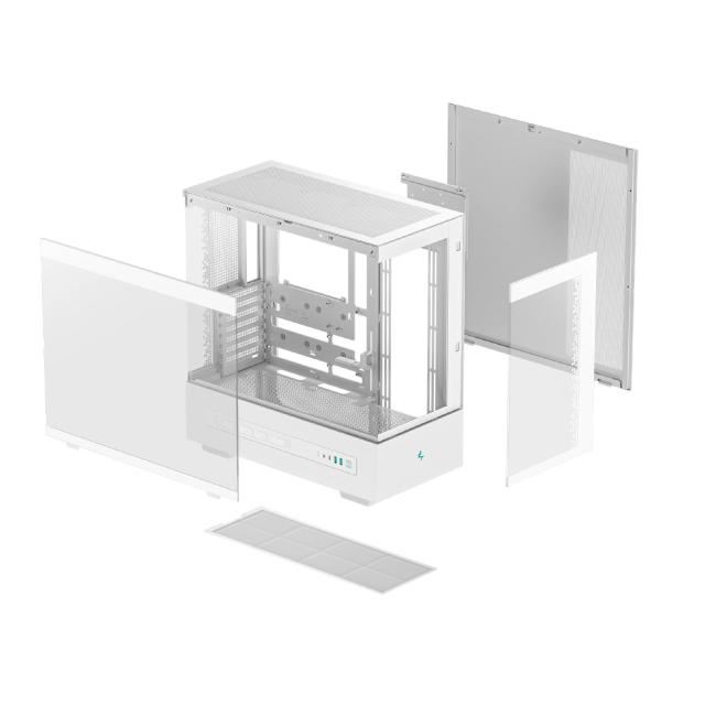 Кутия за компютър DeepCool CH690 DIGITAL White, Middle Tower, 1 x USB Type-C 3.2, 2 x USB 3.0, HD Audio x 1, ATX, mATX, Mini-ITX, бяла