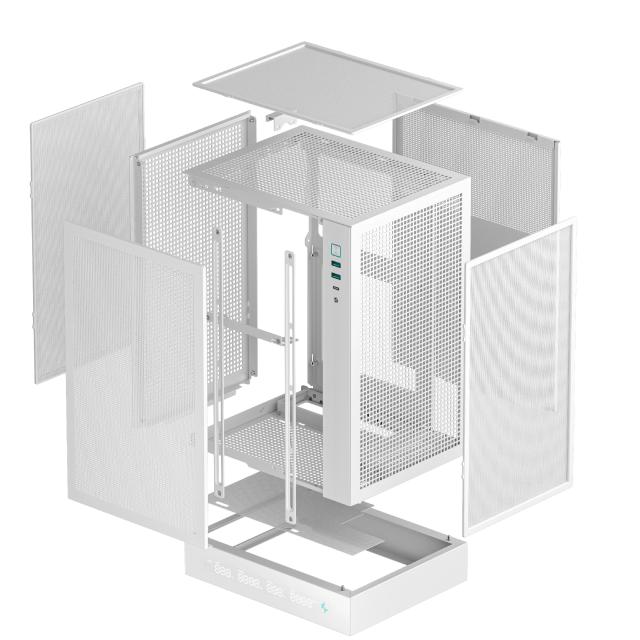 Кутия за компютър DeepCool CH170 DIGITAL White, Mini Tower, 1 x USB Type-C 3.2, 2 x USB 3.0, HD Audio x 1, Mini-ITX, бяла