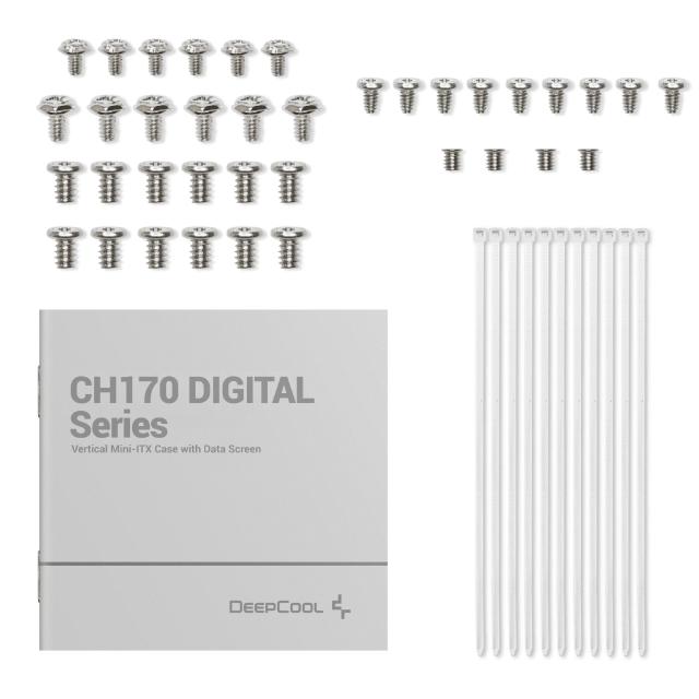 Кутия за компютър DeepCool CH170 DIGITAL White, Mini Tower, 1 x USB Type-C 3.2, 2 x USB 3.0, HD Audio x 1, Mini-ITX, бяла