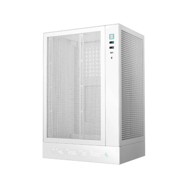 Кутия за компютър DeepCool CH170 DIGITAL White, Mini Tower, 1 x USB Type-C 3.2, 2 x USB 3.0, HD Audio x 1, Mini-ITX, бяла