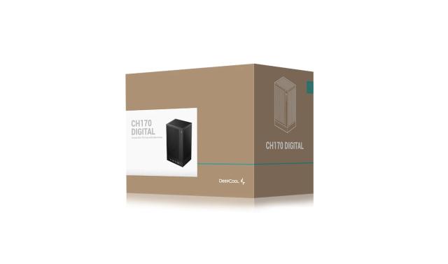 Кутия за компютър DeepCool CH170 DIGITAL White, Mini Tower, 1 x USB Type-C 3.2, 2 x USB 3.0, HD Audio x 1, Mini-ITX, черна