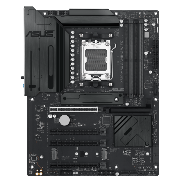 Дънна платка Дънна платка Asus X870 Max Gaming WiFi7, X870, AM5, DDR5, 3x M.2 slots, 4x SATA 6Gb/s, Wi-Fi 7, Bluetooth v5.4, 2.5GbE LAN, HDMI, ATX