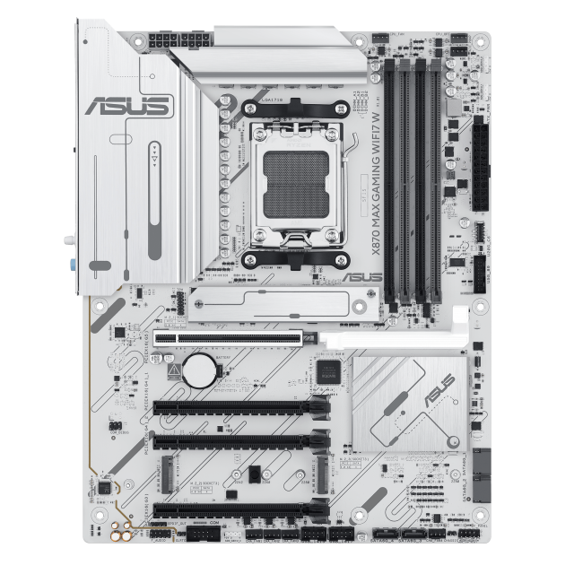 Дънна платка Asus X870 Max Gaming WiFi7 WHITE, X870, AM5, DDR5, 3x M.2 slots, 4x SATA 6Gb/s, Wi-Fi 7, Bluetooth v5.4, 2.5GbE LAN, HDMI, ATX