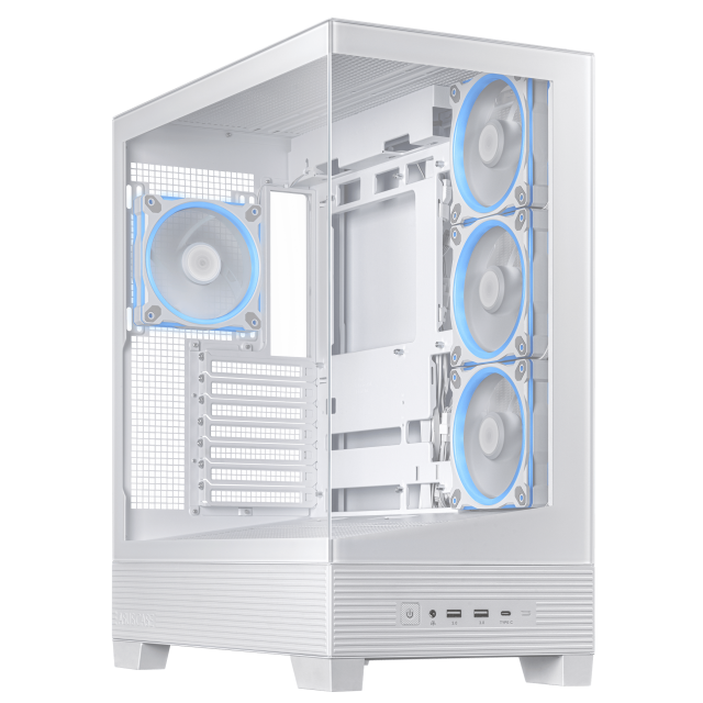 Кутия ASUS A31 PLUS ARGB White, Mid Tower, 2 x USB 3.2 Gen1, 1 x USB 3.2 Gen 2x2 Type C, 1 x headphone / Microphone, ATX / Micro-ATX / Mini-ITX