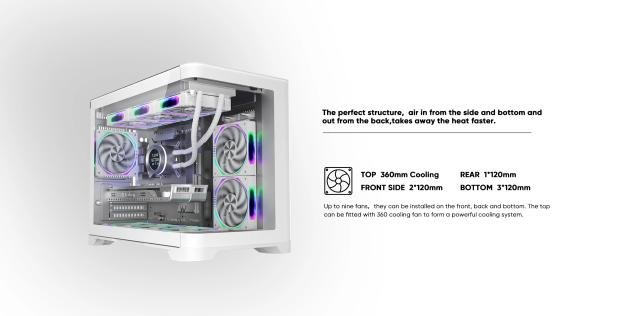 Кутия за компютър 1stPlayer UV6 White, Mini Tower, 2x USB 3.0, 1x HD Audio, Mini-ITX, Micro-ATX