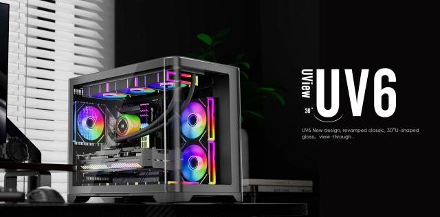 Кутия за компютър 1stPlayer UV6 Black, Mini Tower, 2x USB 3.0, 1x HD Audio, Mini-ITX, Micro-ATX