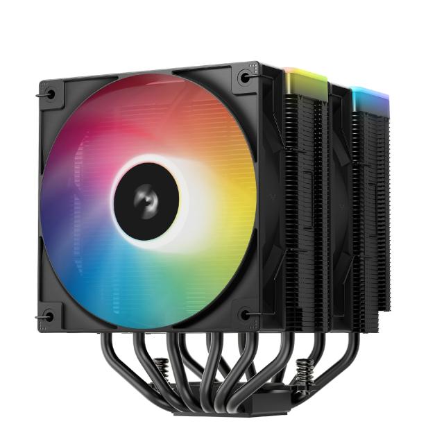 Охладител за процесор DeepCool AG620 BK, Addressable RGB V2, Dual-Tower, 3 pin/4 pin PWM - LGA1851/AM5