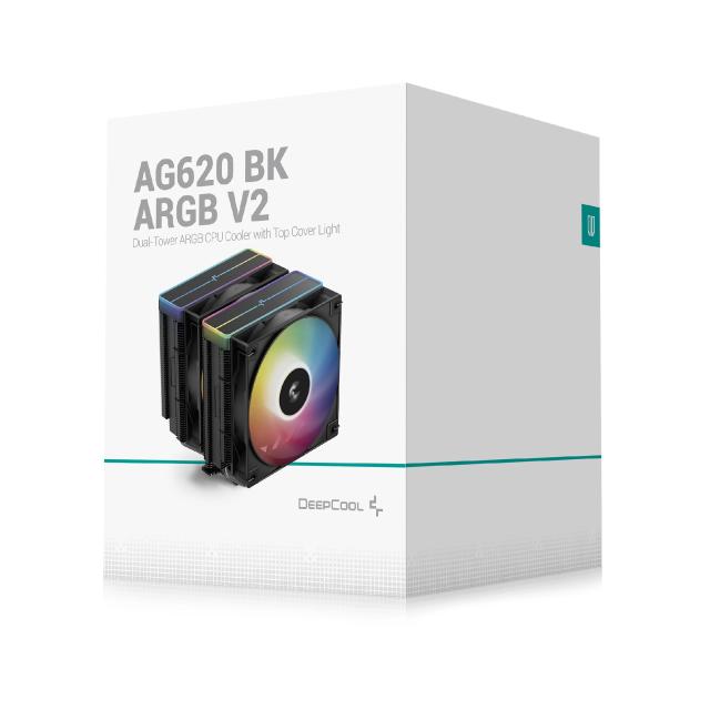 Охладител за процесор DeepCool AG620 BK, Addressable RGB V2, Dual-Tower, 3 pin/4 pin PWM - LGA1851/AM5