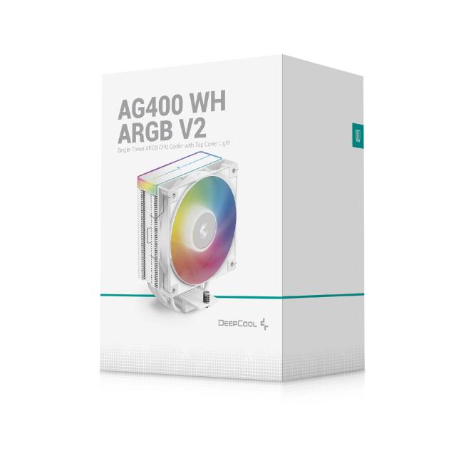 Охладител за процесор DeepCool AG400 White, Addressable RGB V2, 3 pin/4 pin PWM - LGA1851/AM5