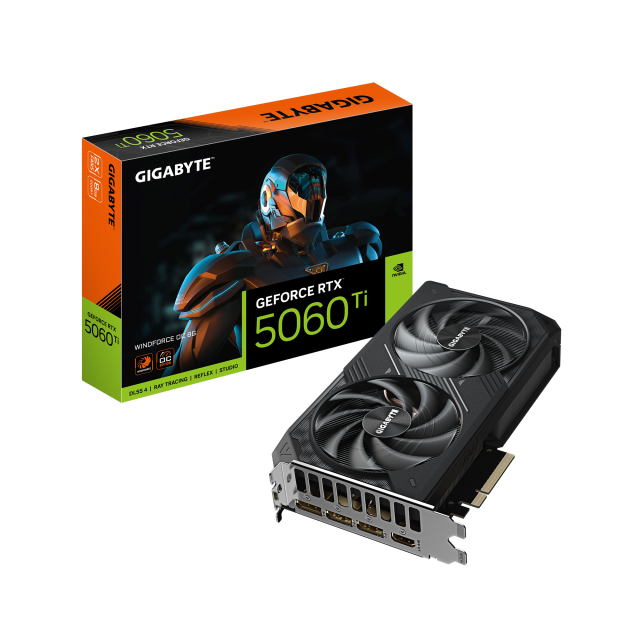 Видео карта GIGABYTE RTX 5060 TI WINDFORCE OC 8GB GDDR7, 128-bit, HDMI, 3x DP