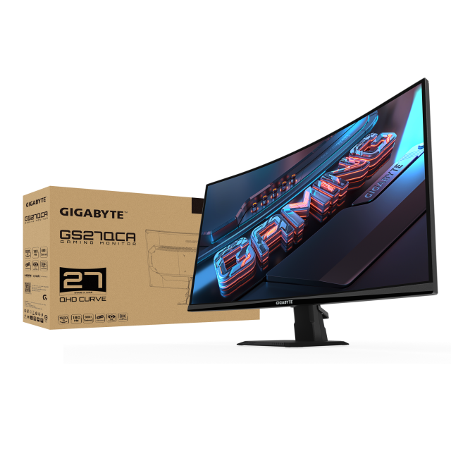 Монитор GIGABYTE GS27QCA, 27.0" (68.58 cm) QHD VA, Curved 1500R, 180Hz, 1ms, 250 cd/m2, 2x HDMI, 1x DP