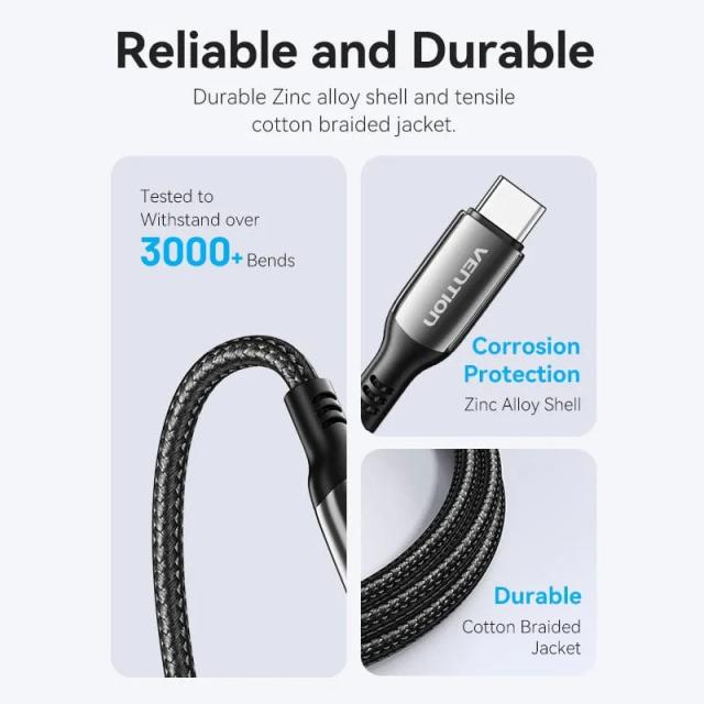 Кабел Vention USB2.0 Type-C/Type-C 100W, 2m