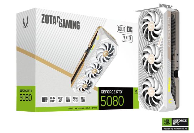 Видео карта ZOTAC GAMING RTX 5080 Solid OC White Edition 16GB GDDR7, 256-bit, HDMI, 3x DP