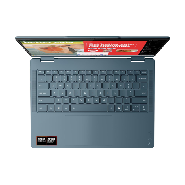 Лаптоп Lenovo Yoga 7 2-in-1 14AKP10, AMD Ryzen AI 5 340 6C (2.0 / 4.8 GHz, 16MB Cache), 14.0" (35.56 cm) Full HD+, Touch Screen, AMD Radeon 840M, 24GB DDR5, 1TB M.2 NVMe SSD, Windows 11 Home