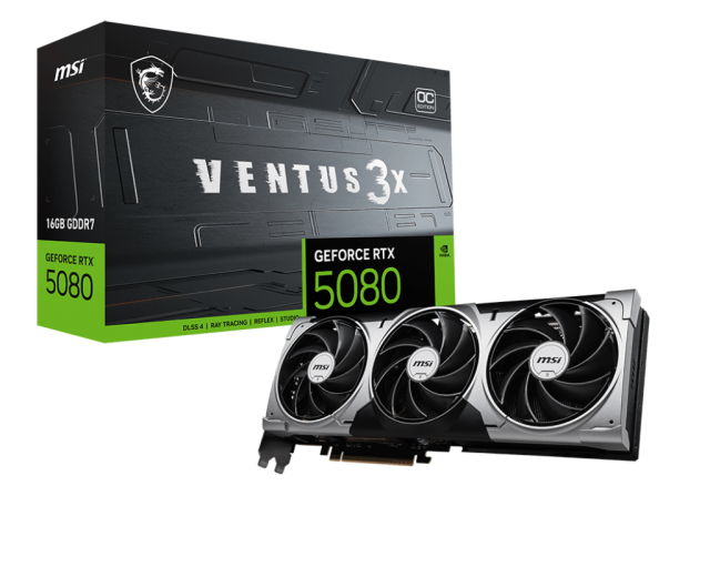 Видео карта MSI nVIDIA GeForce RTX 5080 16GB GDDR7 VENTUS 3X OC, 256-bit, HDMI, 3x DP