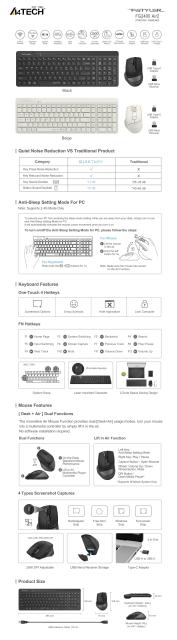 Комплект клавиатура и мишка А4tech Fstyler FG2400 Air2, Wireless, черни