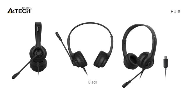 Слушалки А4tech HU-8, микрофон, USB, въртящ се микрофон