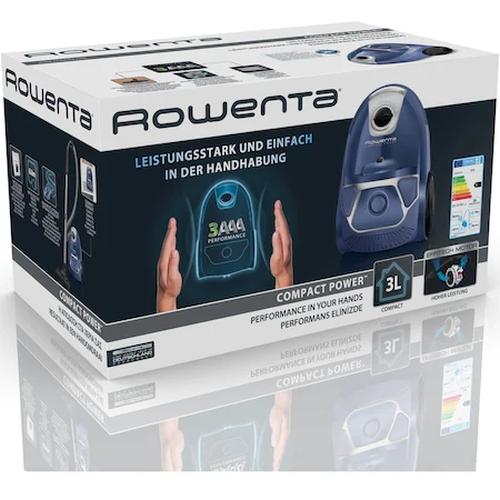 Прахосмукачка Rowenta RO3951EA, COMPACT POWER - 750W - 75 dB - 3 l - Hygiene+ bags - permanent High Efficiency filter, parquet brush, crevise