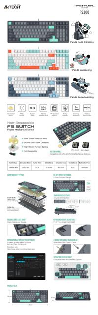Клавиатура A4tech Fstyler FGS300 Panda Rock Механична TKL