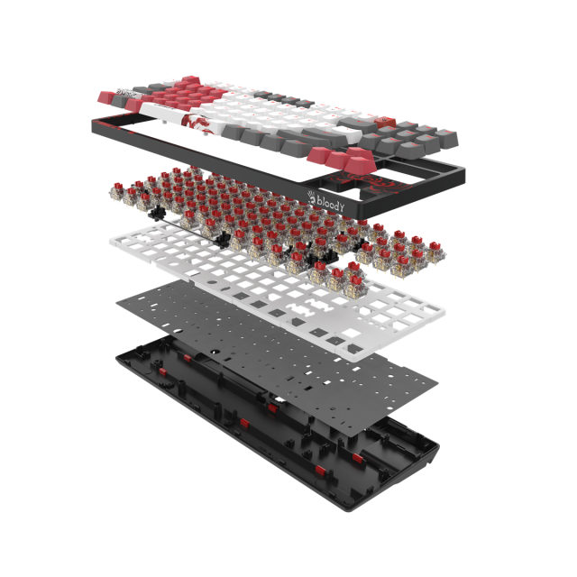 Клавиатура A4tech Bloody Naraka S87 TKL Backlit, механична, red switch, USB