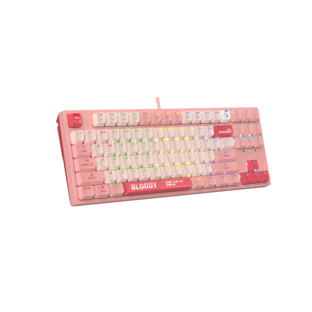 Клавиатура А4tech Bloody Energy Pink S87 BLMS TKL RGB Backlit, механична, red switch, USB