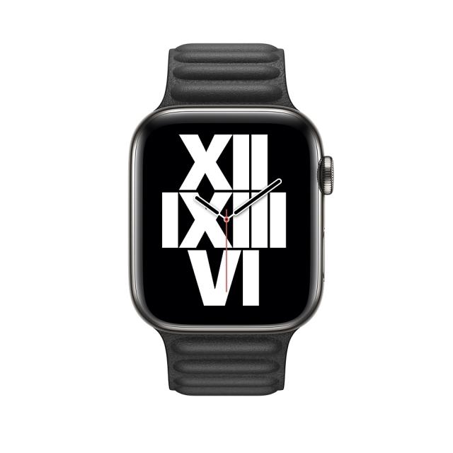 Каишка за часовник Apple Watch 44mm Band: Black Leather Link - Large