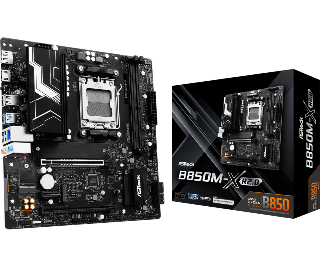Дънна платка ASRock B850M-X R2.0, AM5, 2x DDR5, 2x M2, 4x SATA 6Gb/s, HDMI, DP, Micro ATX