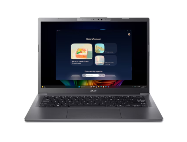 Лаптоп Acer Aspire A14-52M-74BQ, Intel Core Ultra 7 256V 8C (2.2 / 4.8 GHz, 12MB Cache), 14" (35.6 cm), Intel Arc Graphics 140V, WUXGA OLED Display, 16GB LPDDR5X, 512GB SSD NVMe, 1x Thunderbolt, Windows 11 Home