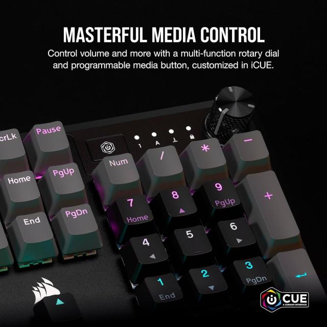 Геймърска механична клавиатура CORSAIR K70 Core RGB Corsair Linear Red Switch, Carbon Gray
