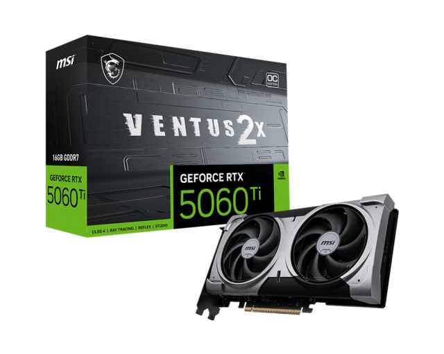 Видео карта MSI nVIDIA GeForce RTX 5060 Ti 16G VENTUS 2X OC PLUS 16GB GDDR7, 128-bit, HDMI, 3x DP