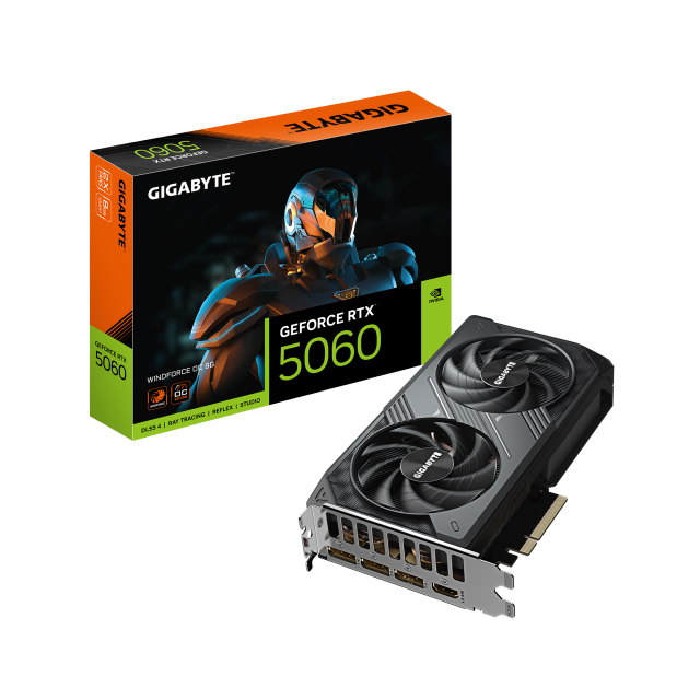 Видео карта GIGABYTE RTX 5060 WINDFORCE OC 8GB GDDR7, 128-bit, HDMI, 3x DP