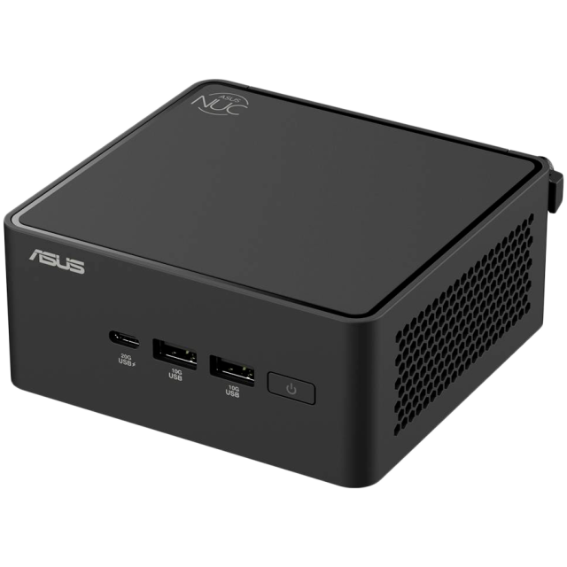 Kомпютър ASUS NUC 15 Pro, RNUC15CRHI30000, Intel Core Ultra 3 100U 6C (1.2/4.7GHz, 10MB Cache), Intel Arc Graphics, 2x SO-DIMM DDR5, 2x M.2 NVMe SSD slots, 2.5GbE LAN, Wi-Fi 7, Bluetooth V5.4