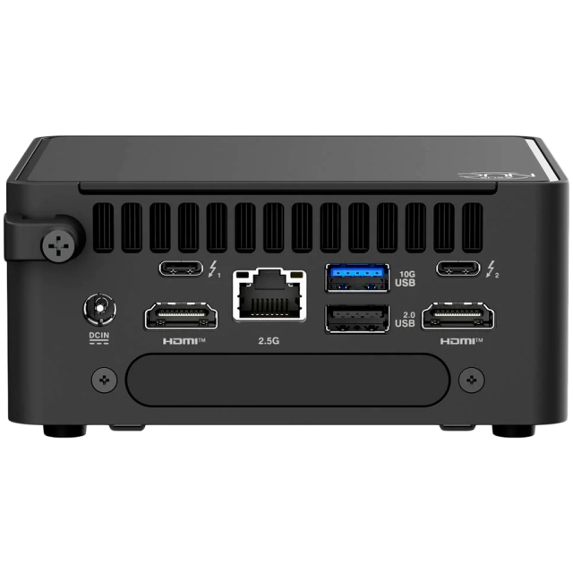 Kомпютър ASUS NUC 15 Pro, RNUC15CRHI30000, Intel Core Ultra 3 100U 6C (1.2/4.7GHz, 10MB Cache), Intel Arc Graphics, 2x SO-DIMM DDR5, 2x M.2 NVMe SSD slots, 2.5GbE LAN, Wi-Fi 7, Bluetooth V5.4