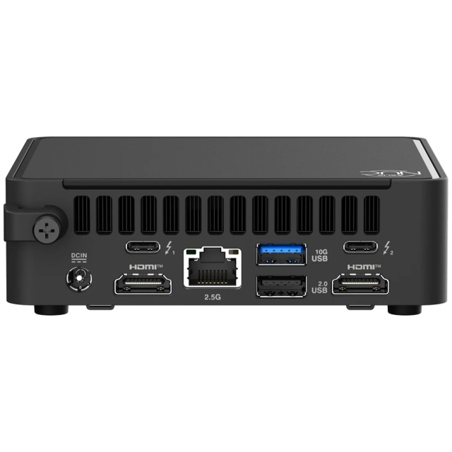 Kомпютър ASUS NUC 15 Pro, RNUC15CRKI300002, Intel Core Ultra 3 100U 6C (1.2/4.7GHz, 10MB Cache), Intel Arc Graphics, 2x SO-DIMM DDR5, 2x M.2 NVMe SSD slots, 2.5GbE LAN, Wi-Fi 7, Bluetooth V5.4, Slim