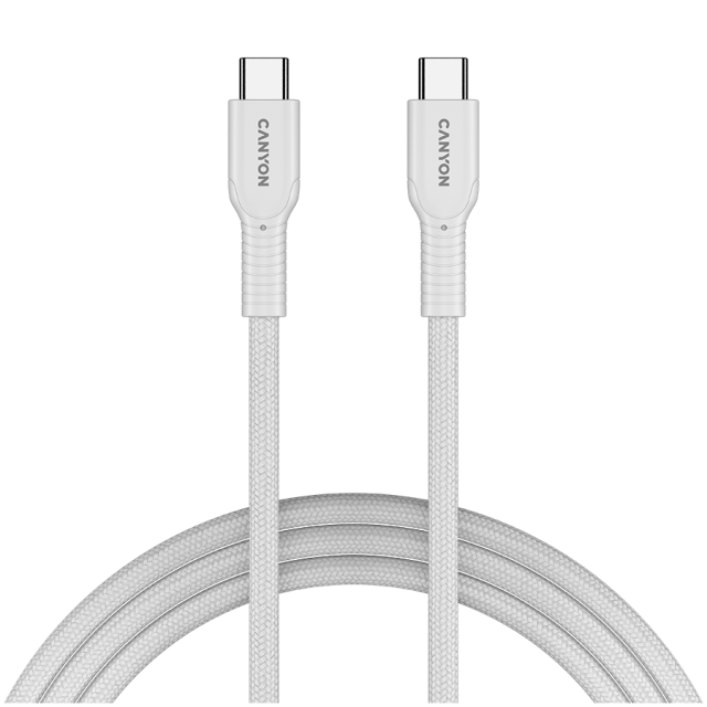 Кабел CANYON OnWire 60CL 1m, 60W COLOR Braided, White