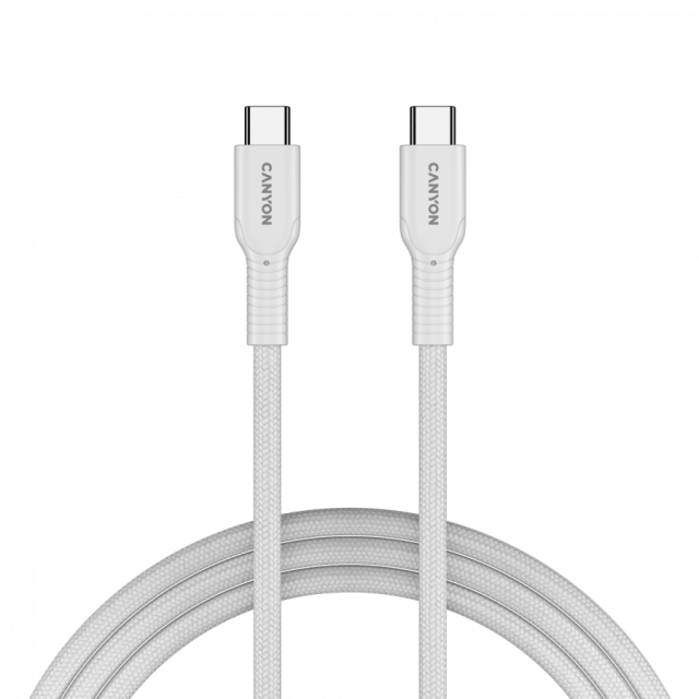 Кабел CANYON OnWire 60CL 1m, 60W COLOR Braided, White