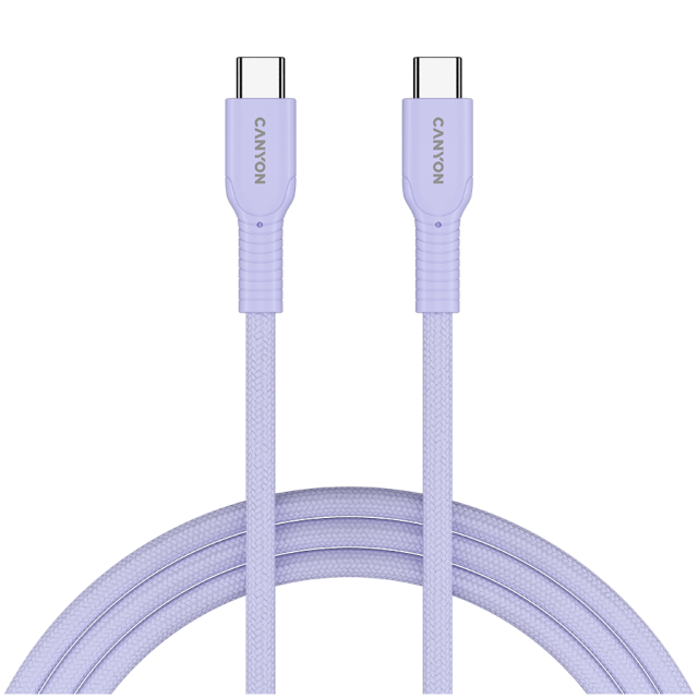 Кабел CANYON OnWire 60CL 1m, 60W COLOR Braided, Purple