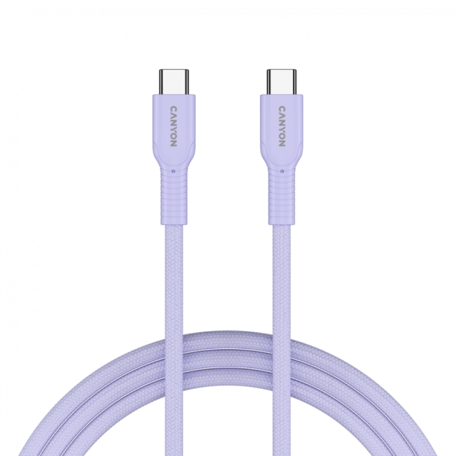 Кабел CANYON OnWire 60CL 1m, 60W COLOR Braided, Purple