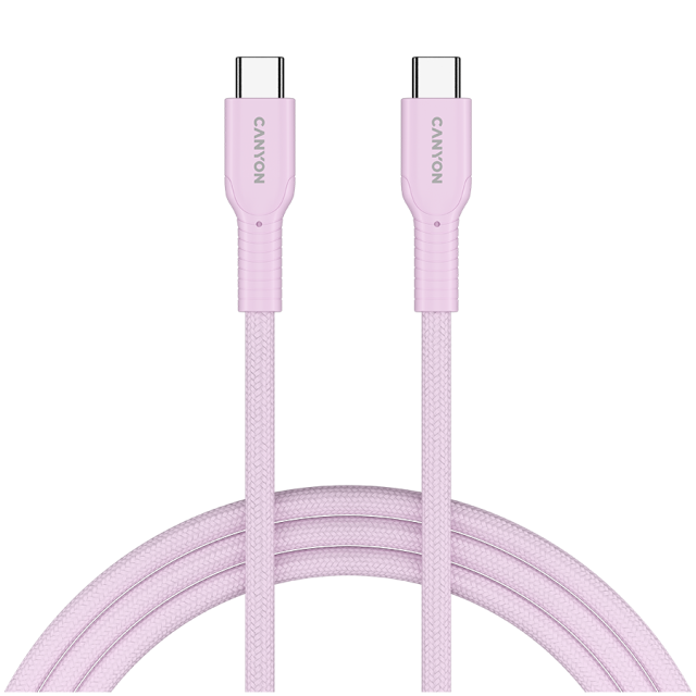 Кабел CANYON OnWire 60CL 1m, 60W COLOR Braided, Pink