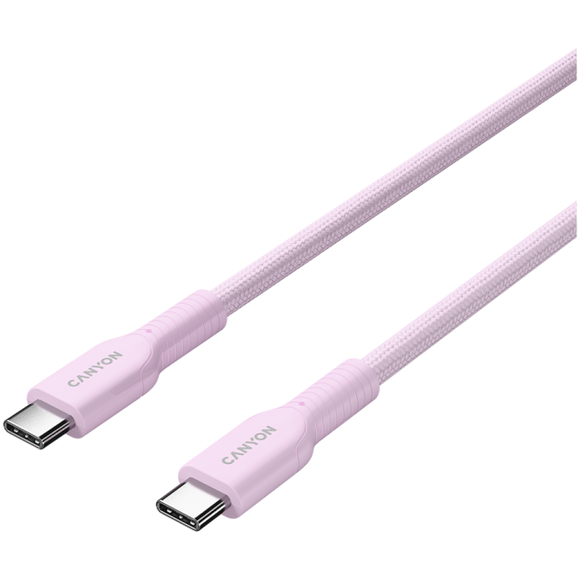 Кабел CANYON OnWire 60CL 1m, 60W COLOR Braided, Pink