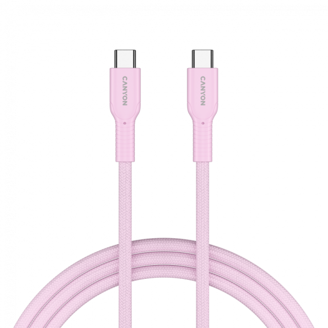 Кабел CANYON OnWire 60CL 1m, 60W COLOR Braided, Pink